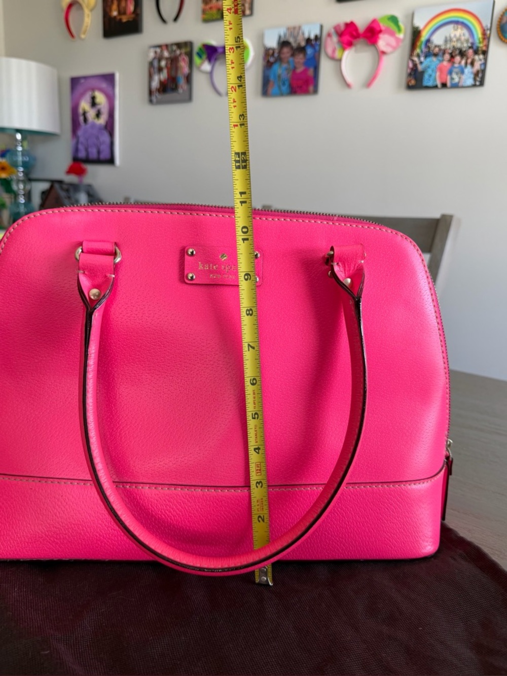 Kate Spade hot pink leather tote bag purse - Picture 13 of 16